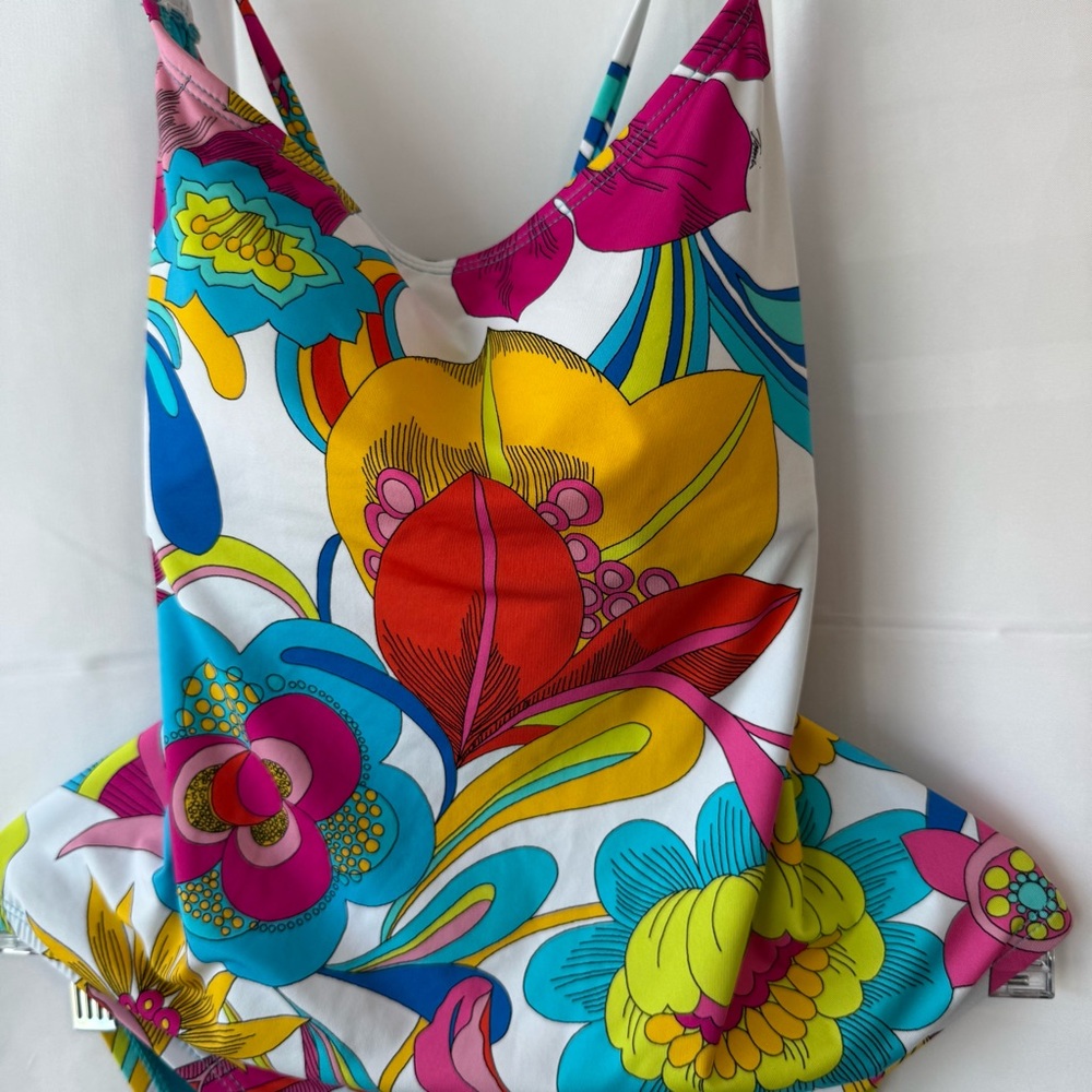 Trina Turk Red and Yellow One Piece Swimsuit - Picture 2 of 12